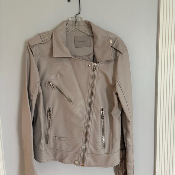 Blank NYC Jacket Faux Leather Jacket Women L Beige Moto Jacket Biker Jacket - Picture 2 of 8